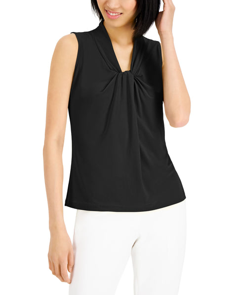 Kasper Petite Knot-Neck Sleeveless Top